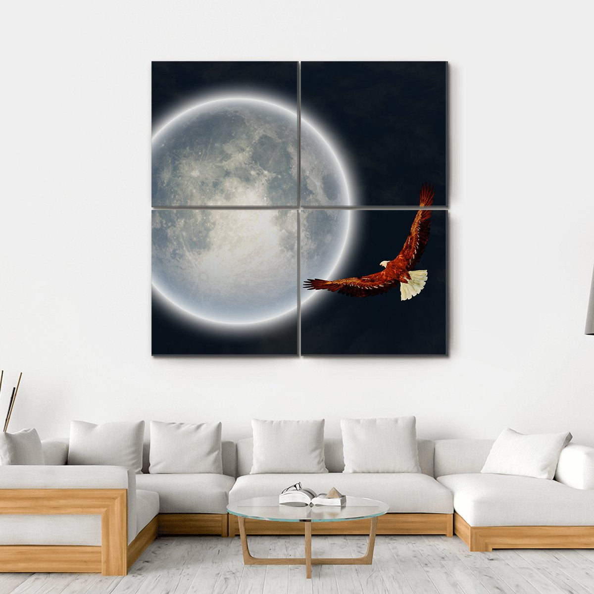 Flying Eagle Canvas Wall Art-4 Square-Gallery Wrap-17" x 17"-Tiaracle