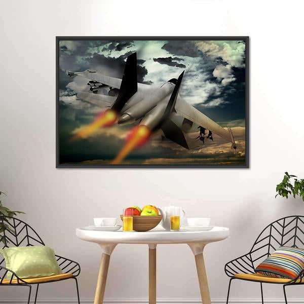 Flying Fighter Jet Canvas Wall Art-5 Horizontal-Gallery Wrap-22" x 12"-Tiaracle
