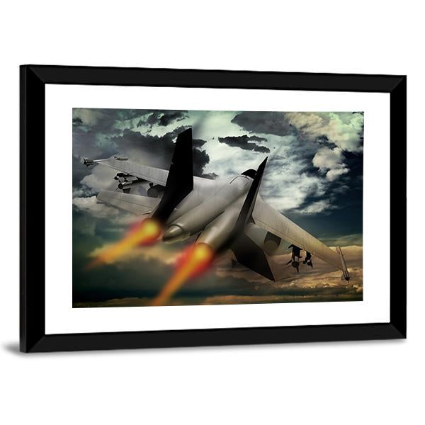 Flying Fighter Jet Canvas Wall Art-5 Horizontal-Gallery Wrap-22" x 12"-Tiaracle