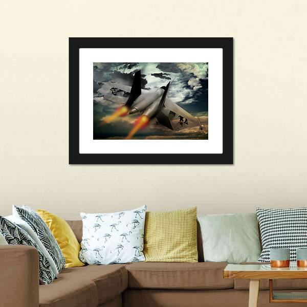 Flying Fighter Jet Canvas Wall Art-5 Horizontal-Gallery Wrap-22" x 12"-Tiaracle