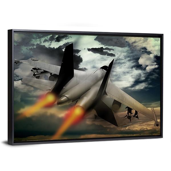 Flying Fighter Jet Canvas Wall Art-5 Horizontal-Gallery Wrap-22" x 12"-Tiaracle