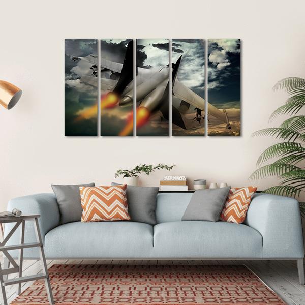 Flying Fighter Jet Canvas Wall Art-5 Horizontal-Gallery Wrap-22" x 12"-Tiaracle