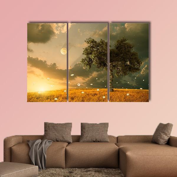 Flying Flowers &amp; Tree Canvas Wall Art-3 Horizontal-Gallery Wrap-37" x 24"-Tiaracle