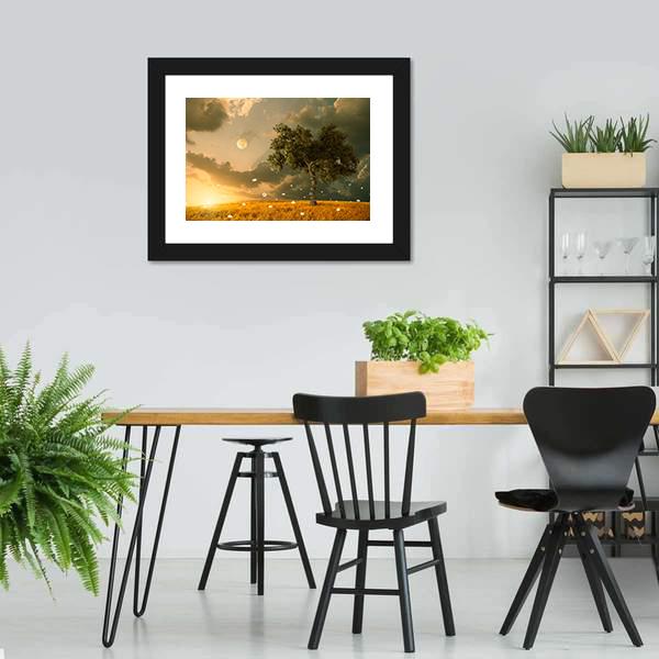 Flying Flowers & Tree Canvas Wall Art-3 Horizontal-Gallery Wrap-25" x 16"-Tiaracle