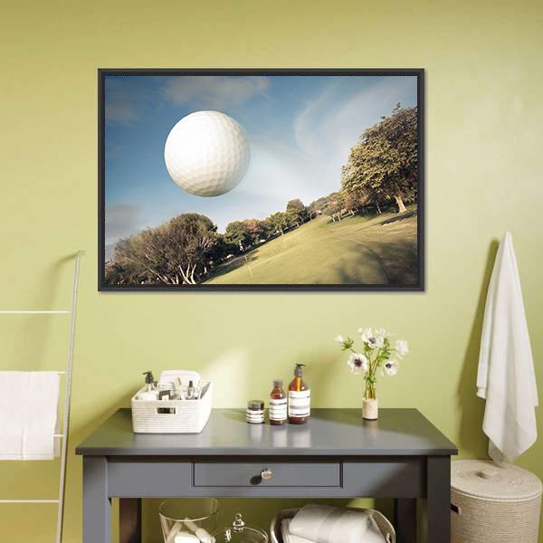 Flying Golf Ball Canvas Wall Art-1 Piece-Floating Frame-24&quot; x 16&quot;-Tiaracle