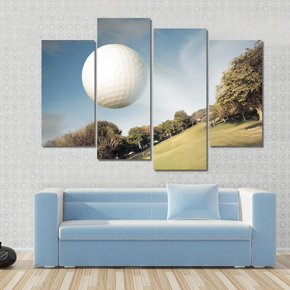 Flying Golf Ball Canvas Wall Art-3 Horizontal-Gallery Wrap-37" x 24"-Tiaracle