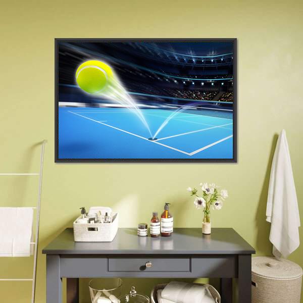 Flying Tennis Ball Canvas Wall Art-1 Piece-Floating Frame-24&quot; x 16&quot;-Tiaracle