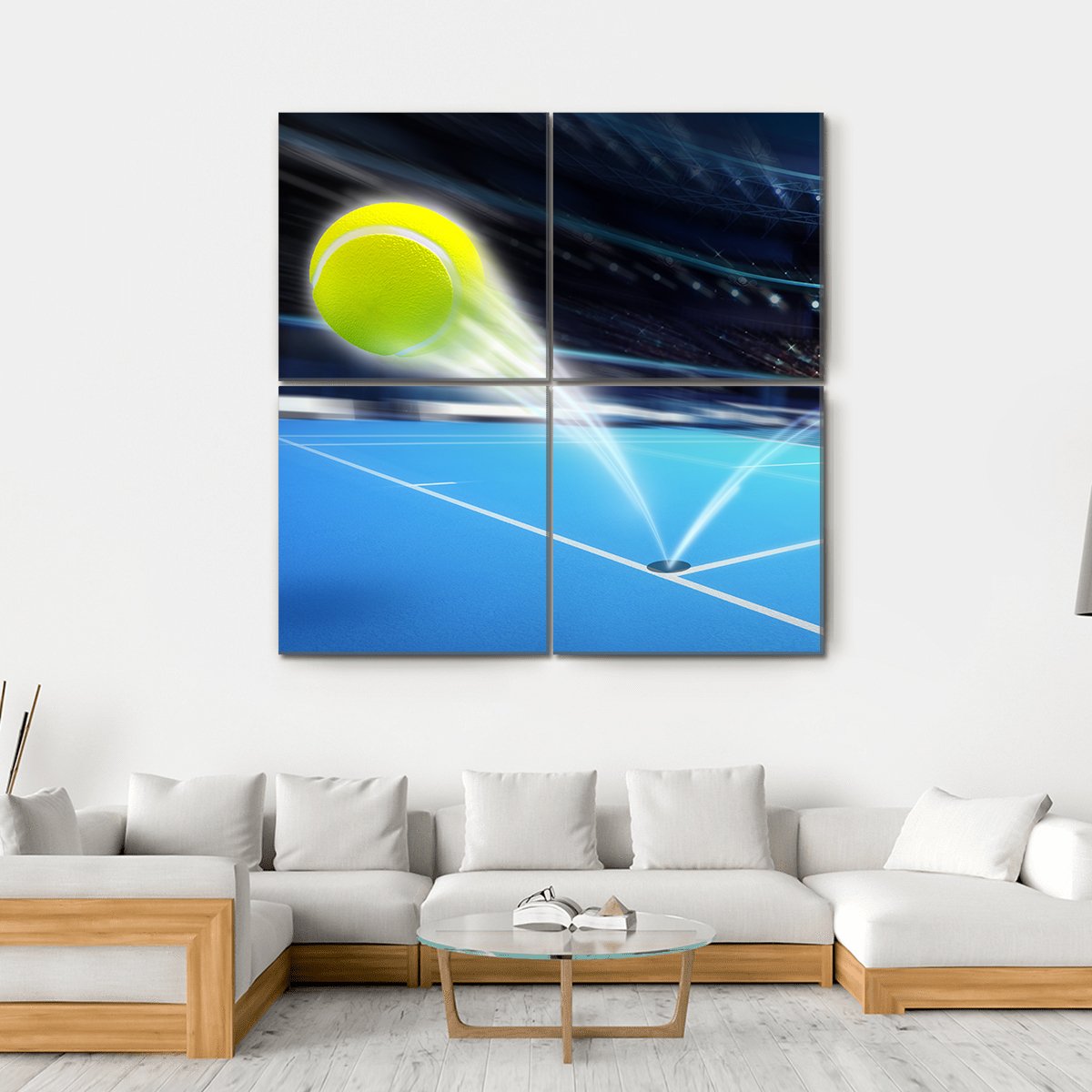 Flying Tennis Ball Canvas Wall Art-4 Square-Gallery Wrap-17&quot; x 17&quot;-Tiaracle