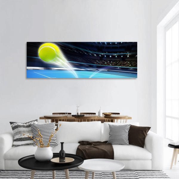Flying Tennis Ball Panoramic Canvas Wall Art-1 Piece-36&quot; x 12&quot;-Tiaracle