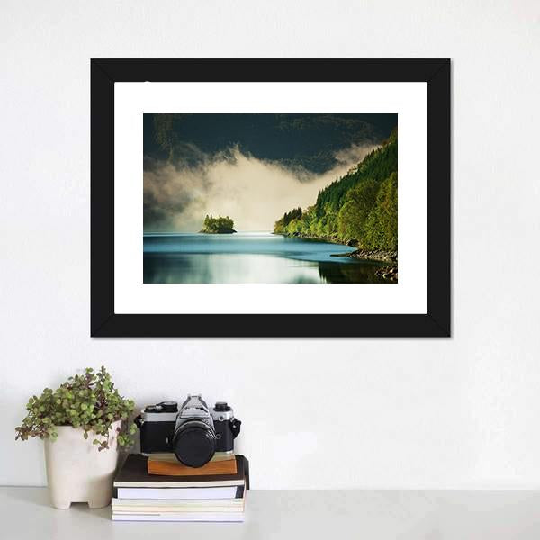 Fog On Lake Canvas Wall Art-1 Piece-Framed Print-30" x 20"-Tiaracle