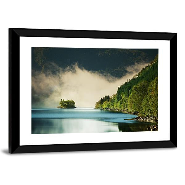 Fog On Lake Canvas Wall Art-5 Horizontal-Gallery Wrap-22" x 12"-Tiaracle