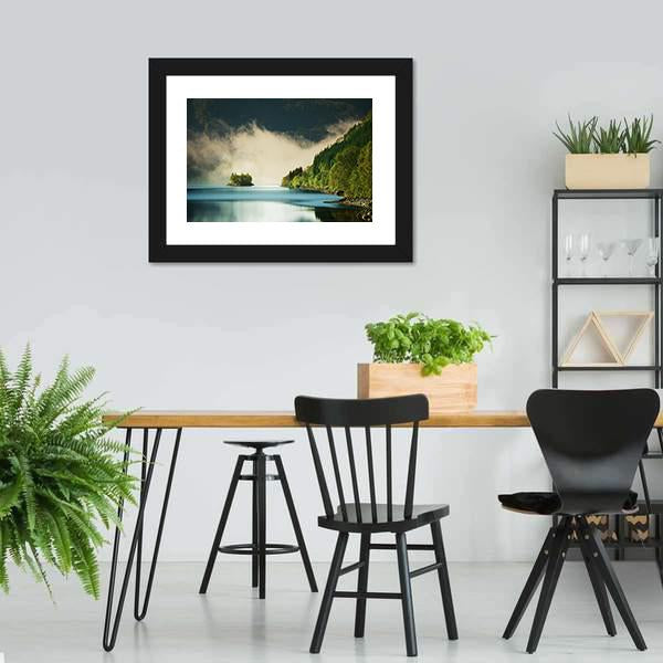 Fog On Lake Canvas Wall Art-5 Horizontal-Gallery Wrap-22" x 12"-Tiaracle