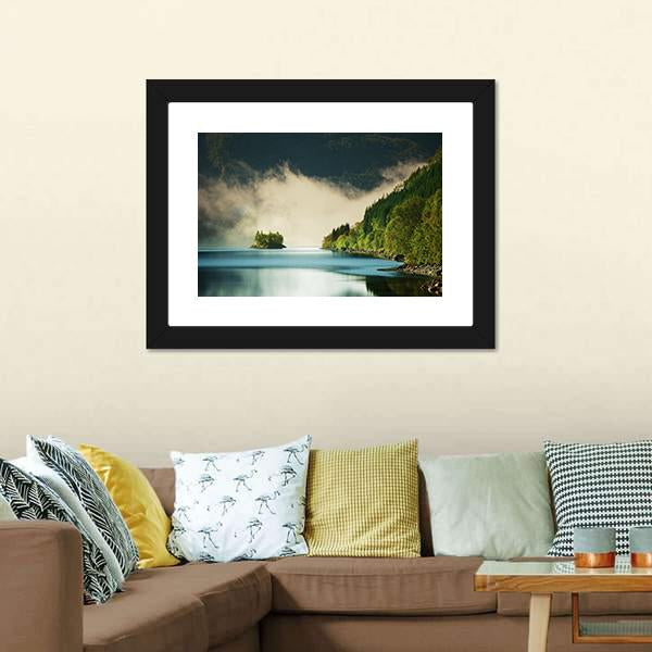 Fog On Lake Canvas Wall Art-5 Horizontal-Gallery Wrap-22" x 12"-Tiaracle