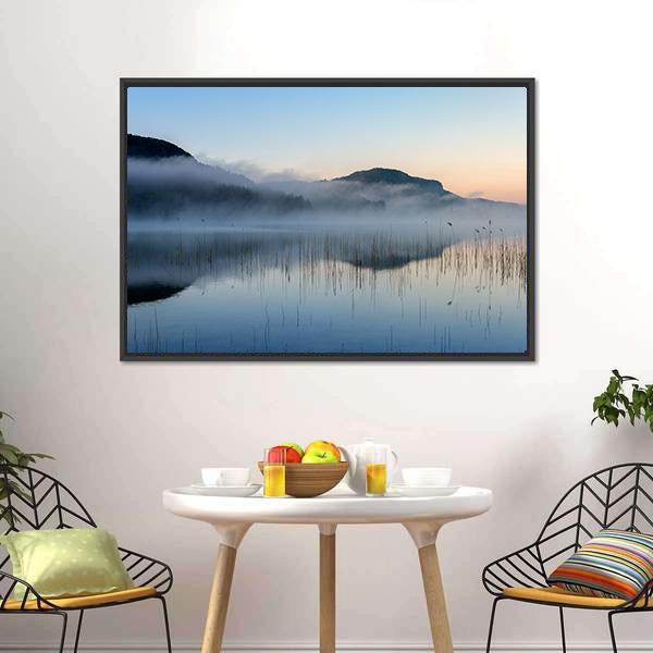 Fog On Lake Of Ilay Canvas Wall Art-3 Horizontal-Gallery Wrap-25" x 16"-Tiaracle