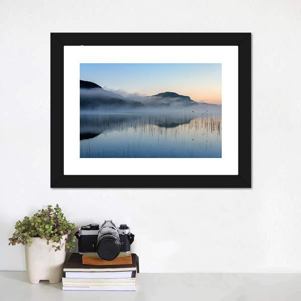 Fog On Lake Of Ilay Canvas Wall Art-1 Piece-Framed Print-20" x 16"-Tiaracle