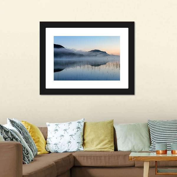Fog On Lake Of Ilay Canvas Wall Art-3 Horizontal-Gallery Wrap-25" x 16"-Tiaracle
