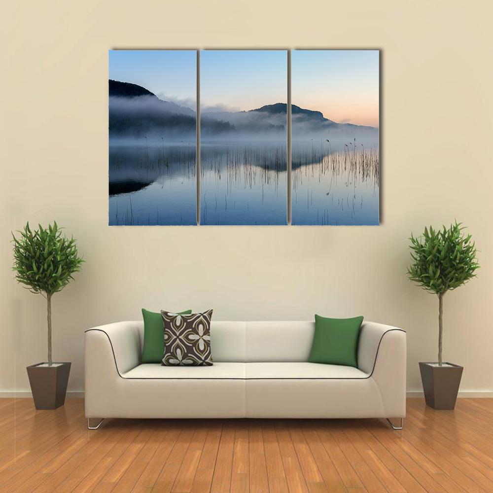 Fog On Lake Of Ilay Canvas Wall Art-3 Horizontal-Gallery Wrap-37" x 24"-Tiaracle