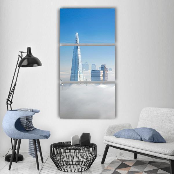 Fog Seen From London Eye Vertical Canvas Wall Art-3 Vertical-Gallery Wrap-12" x 25"-Tiaracle