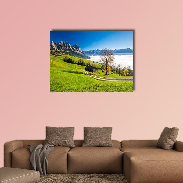 Fog Surrounding Grosser Canvas Wall Art-1 Piece-Gallery Wrap-48" x 32"-Tiaracle