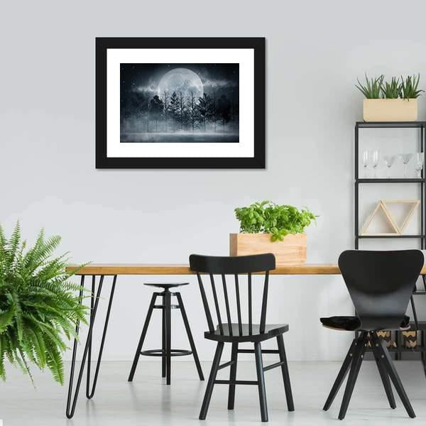 Foggy Dark Forest Canvas Wall Art-5 Horizontal-Gallery Wrap-22" x 12"-Tiaracle