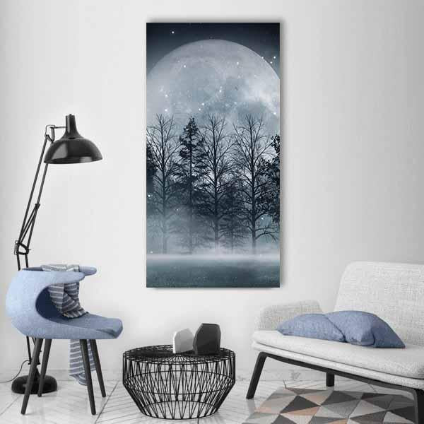 Foggy Dark Forest Vertical Canvas Wall Art-3 Vertical-Gallery Wrap-12" x 25"-Tiaracle