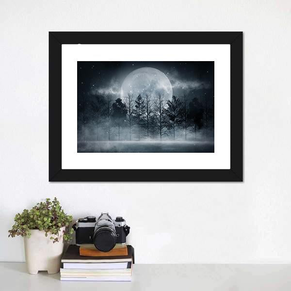 Foggy Dark Forest Vertical Canvas Wall Art-3 Vertical-Gallery Wrap-12&quot; x 25&quot;-Tiaracle