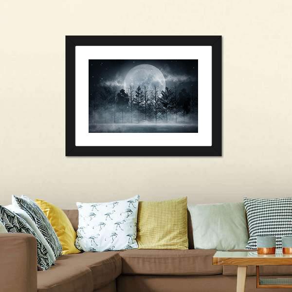 Foggy Dark Forest Vertical Canvas Wall Art-3 Vertical-Gallery Wrap-12&quot; x 25&quot;-Tiaracle