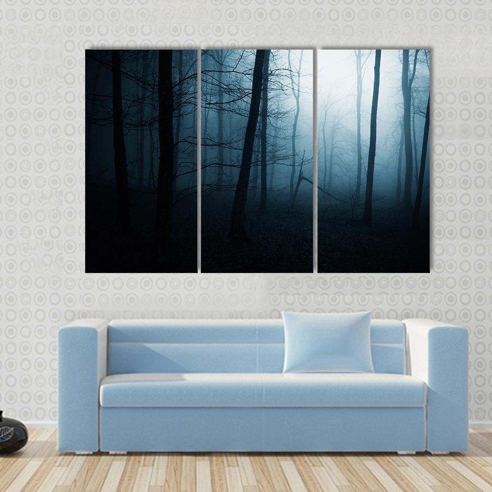 Foggy Haunted Jungle Canvas Wall Art-3 Horizontal-Gallery Wrap-37" x 24"-Tiaracle