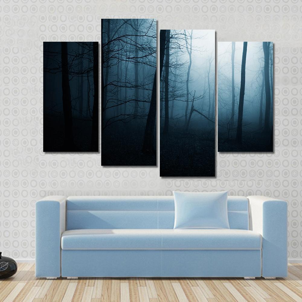 Foggy Haunted Jungle Canvas Wall Art-4 Pop-Gallery Wrap-50" x 32"-Tiaracle
