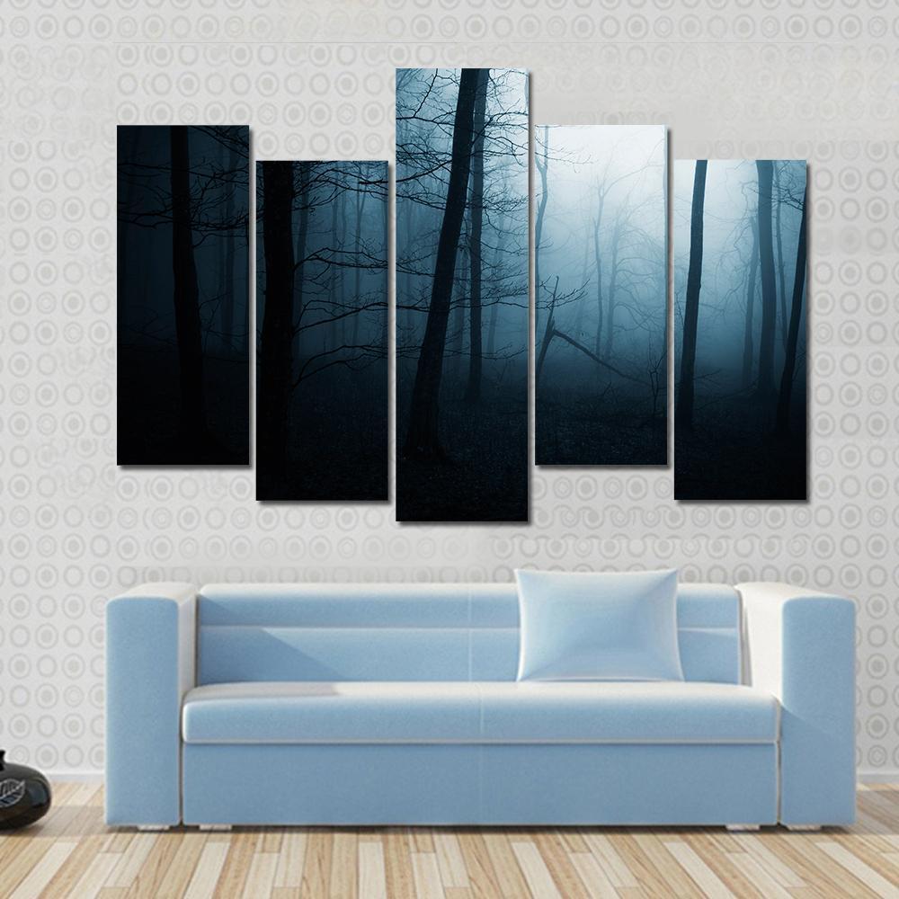 Foggy Haunted Jungle Canvas Wall Art-5 Pop-Gallery Wrap-47" x 32"-Tiaracle