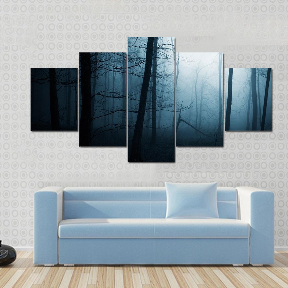 Foggy Haunted Jungle Canvas Wall Art-5 Star-Gallery Wrap-62" x 32"-Tiaracle