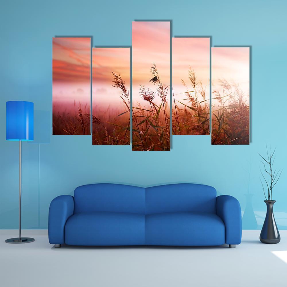 Foggy Landscape Canvas Wall Art-5 Pop-Gallery Wrap-47" x 32"-Tiaracle