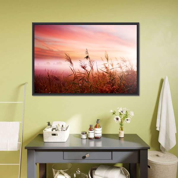 Foggy Landscape Canvas Wall Art-1 Piece-Floating Frame-24" x 16"-Tiaracle
