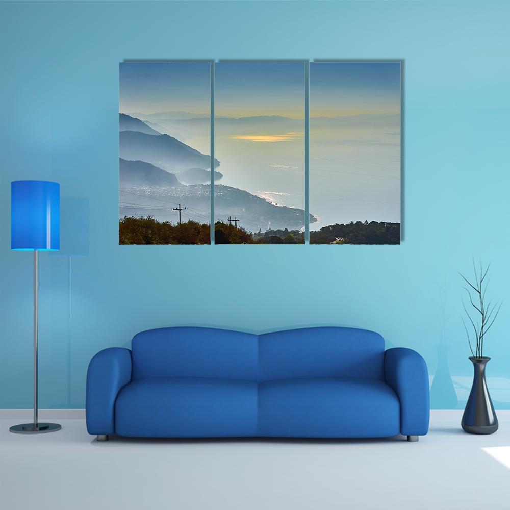 Foggy Morning At Lake Canvas Wall Art-3 Horizontal-Gallery Wrap-37" x 24"-Tiaracle