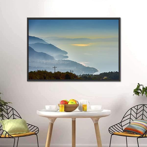 Foggy Morning At Lake Canvas Wall Art-3 Horizontal-Gallery Wrap-25" x 16"-Tiaracle