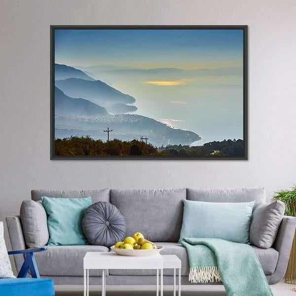 Foggy Morning At Lake Canvas Wall Art-3 Horizontal-Gallery Wrap-25" x 16"-Tiaracle