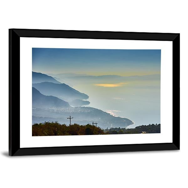 Foggy Morning At Lake Canvas Wall Art-3 Horizontal-Gallery Wrap-25" x 16"-Tiaracle