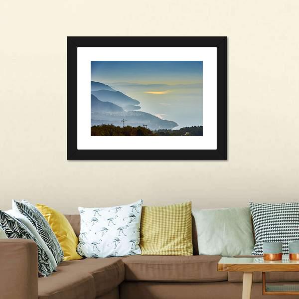 Foggy Morning At Lake Canvas Wall Art-3 Horizontal-Gallery Wrap-25" x 16"-Tiaracle