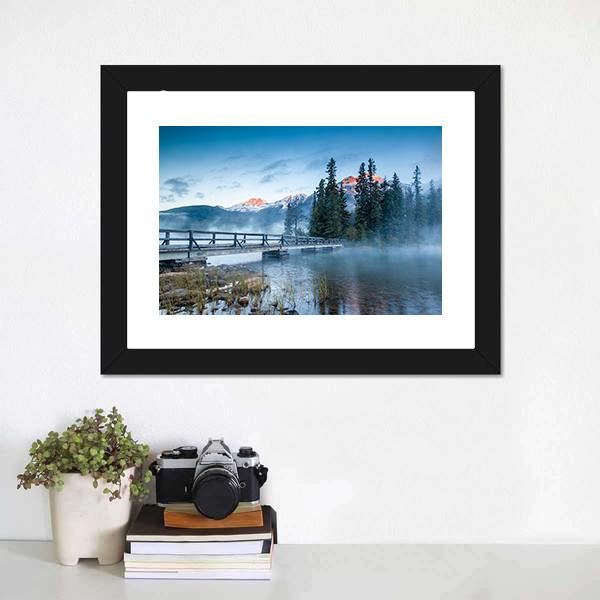 Foggy Pyramid Lake Canvas Wall Art-1 Piece-Framed Print-20" x 16"-Tiaracle