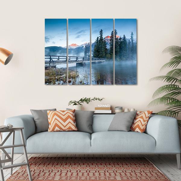 Foggy Pyramid Lake Canvas Wall Art-4 Horizontal-Gallery Wrap-34" x 24"-Tiaracle