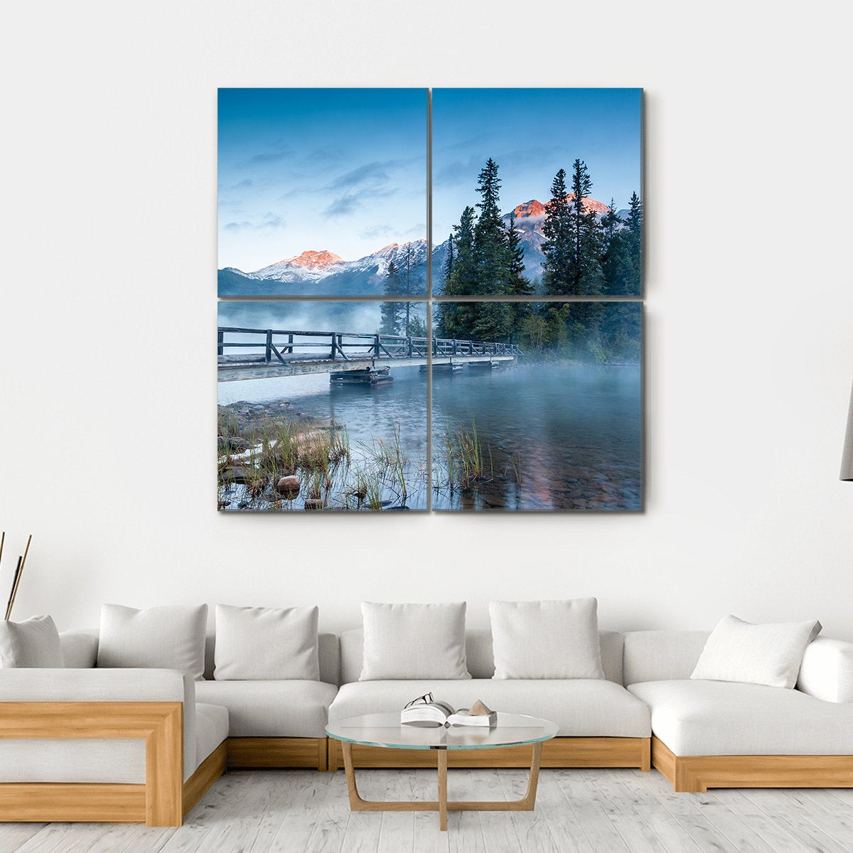 Foggy Pyramid Lake Canvas Wall Art-4 Square-Gallery Wrap-17" x 17"-Tiaracle