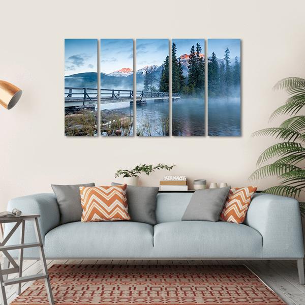 Foggy Pyramid Lake Canvas Wall Art-5 Horizontal-Gallery Wrap-22" x 12"-Tiaracle