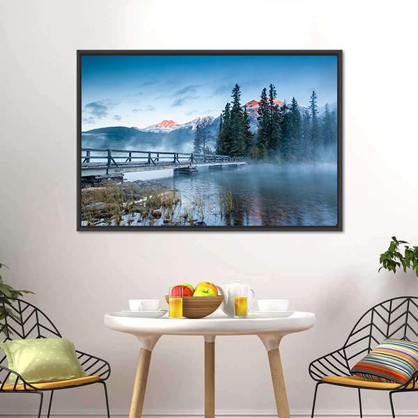 Foggy Pyramid Lake Canvas Wall Art-5 Horizontal-Gallery Wrap-22" x 12"-Tiaracle