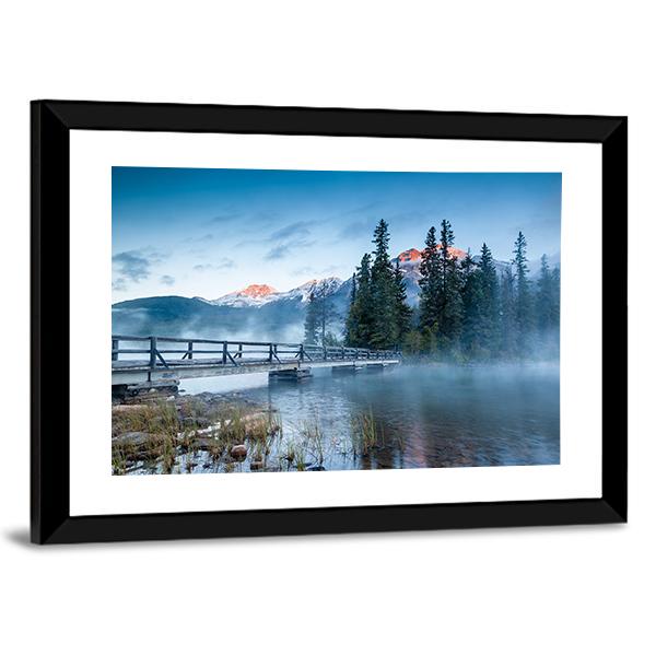 Foggy Pyramid Lake Canvas Wall Art-5 Horizontal-Gallery Wrap-22" x 12"-Tiaracle