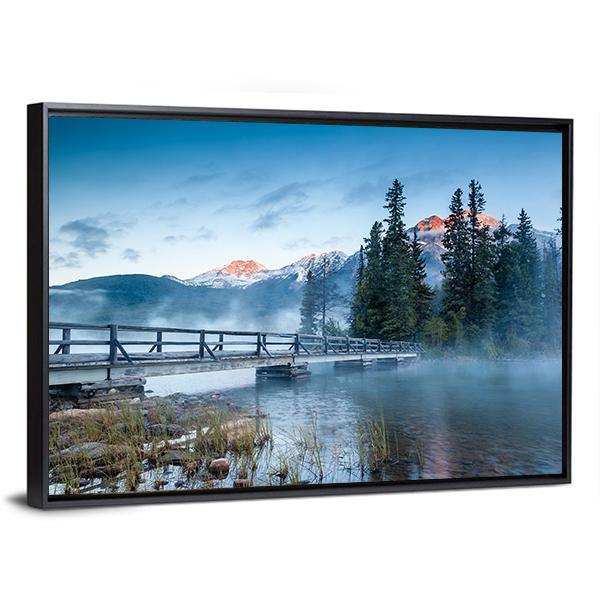Foggy Pyramid Lake Canvas Wall Art-5 Horizontal-Gallery Wrap-22" x 12"-Tiaracle