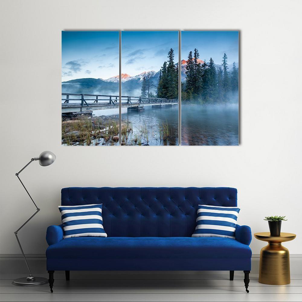 Foggy Pyramid Lake Canvas Wall Art-3 Horizontal-Gallery Wrap-37" x 24"-Tiaracle