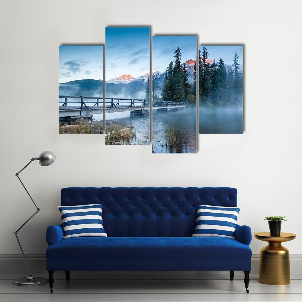 Foggy Pyramid Lake Canvas Wall Art-4 Pop-Gallery Wrap-50" x 32"-Tiaracle