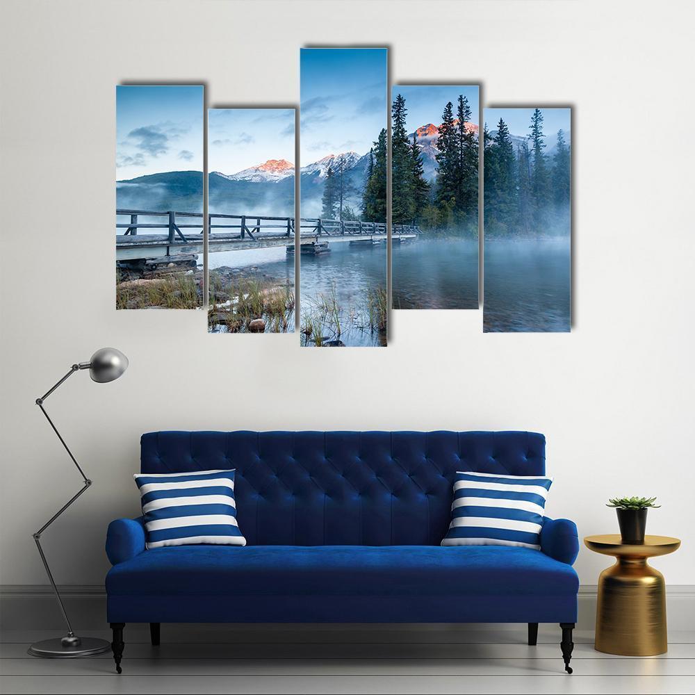 Foggy Pyramid Lake Canvas Wall Art-5 Pop-Gallery Wrap-47" x 32"-Tiaracle