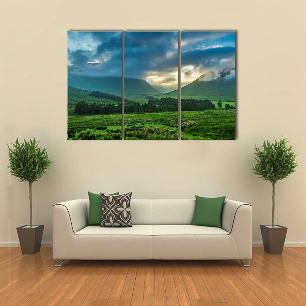 Foggy Sunset In Glencoe Canvas Wall Art-3 Horizontal-Gallery Wrap-37" x 24"-Tiaracle