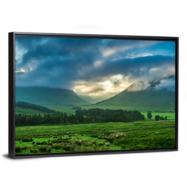 Foggy Sunset In Glencoe Canvas Wall Art-3 Horizontal-Gallery Wrap-25" x 16"-Tiaracle